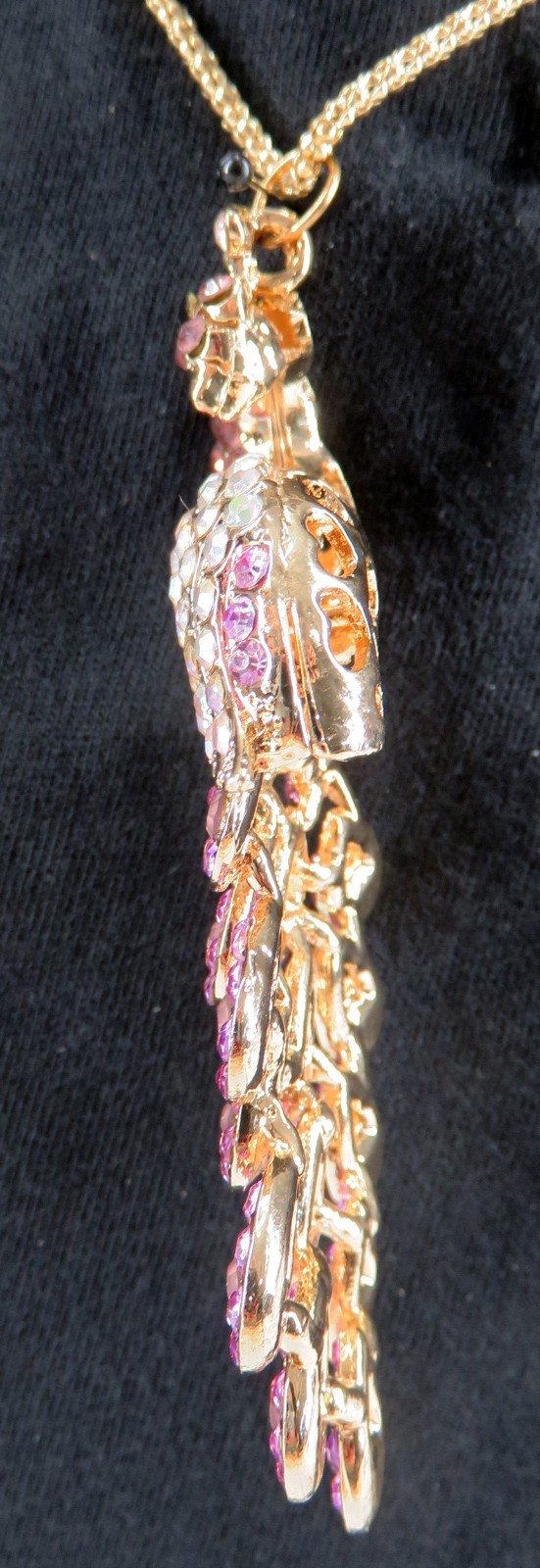 NWT-Betsey Johnson Multi-Color Purple Crystal Peacock Pendant Goldtone Necklace