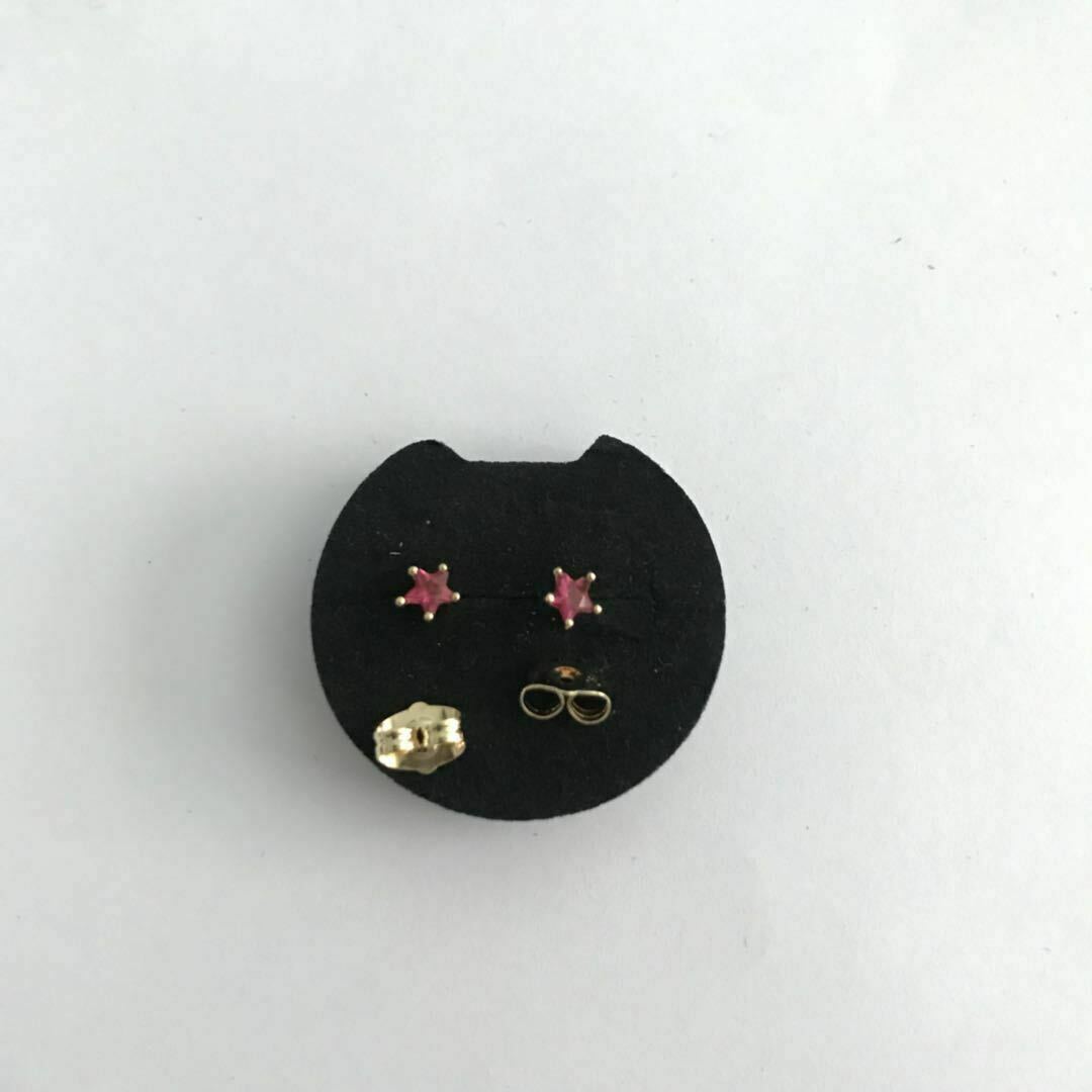 Cute Small Tiny New Yellow Gold Filled Red CZ Star Stud Post Earrings
