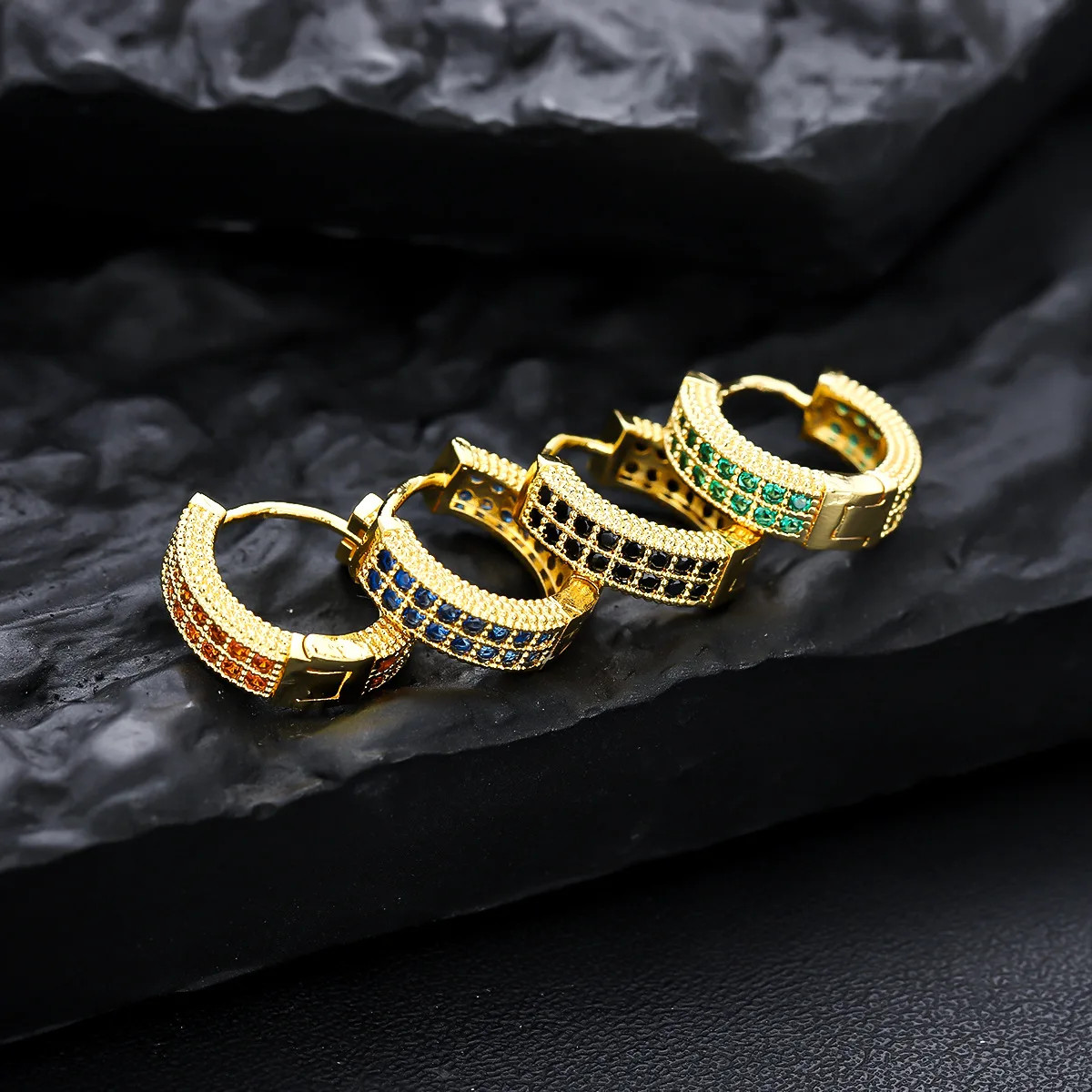 Female Male Multicolor Zircon Small Round Hoop Earrings For Men Women Minimalist