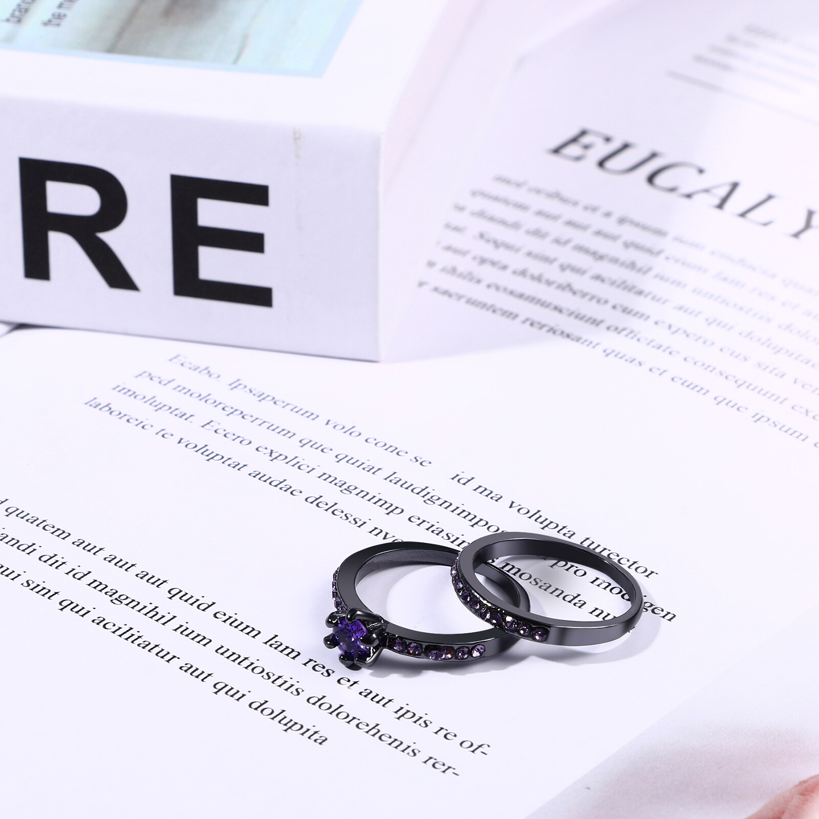 Couple Ring Set His&Hers Cubic Zirconia Stainless Steel Promise Stacking Band