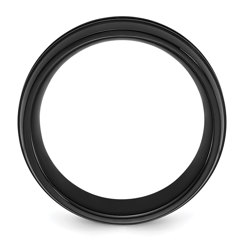 Titanium Brushed Black IP-plated with Black Cubic Zirconia 8mm Band Ring Size 9
