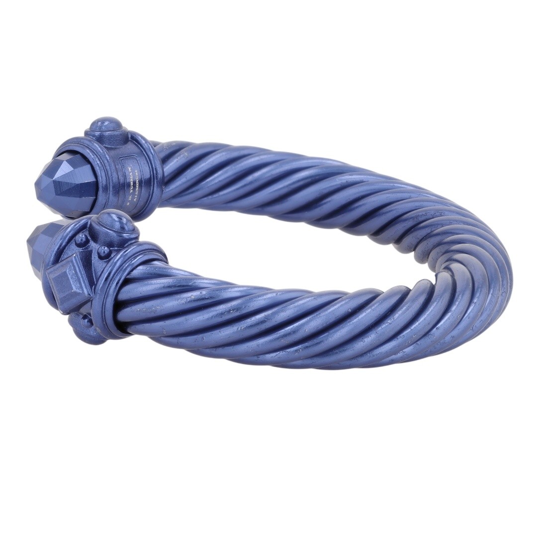 David Yurman Renaisance Navy Blue Cuff 7.25″ Bracelet Aluminum 34.46 Grams