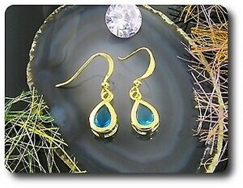 Earrings Sapphire 0 3/32×0 5/16in Gold Plated 18 K-Swiss