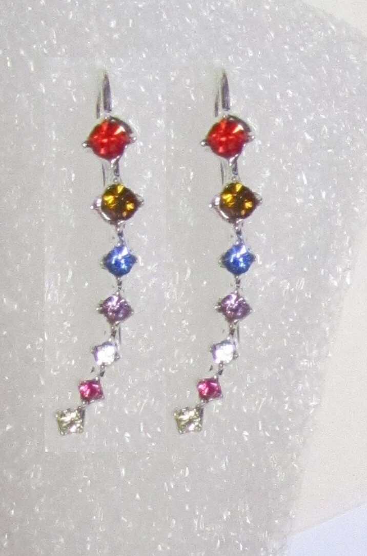 SINGLE ROW EARRING HOOK CUFF PAIR PINK CLEAR MULTI COL GOLD SILVER PLATE