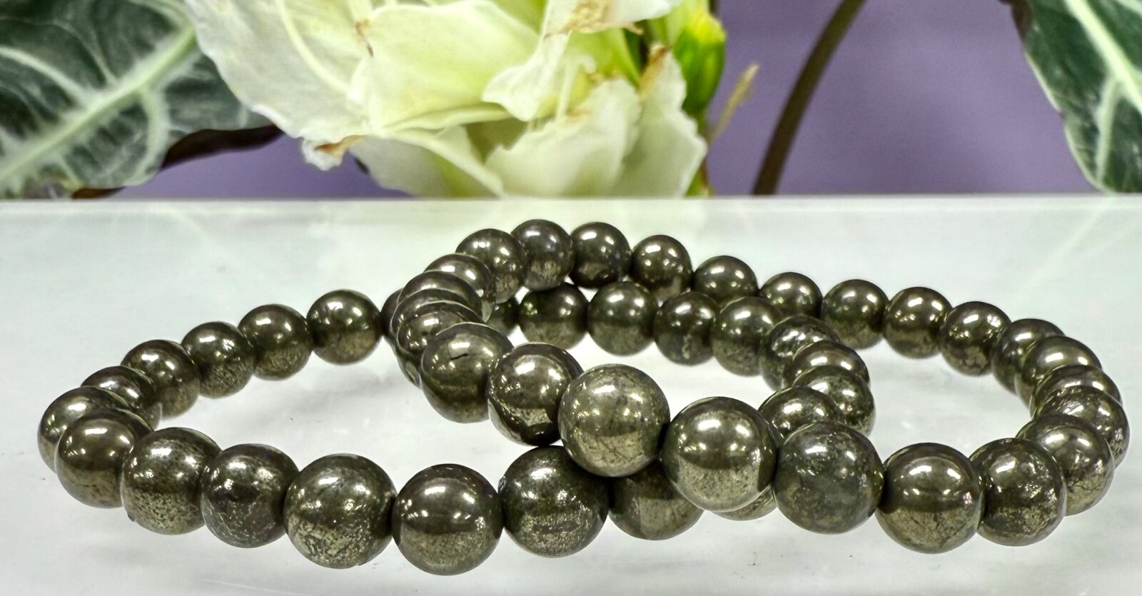 Wholesale 6 Pcs Natural Pyrite 8mm 7.5” Crystal Healing Stretch Bracelet