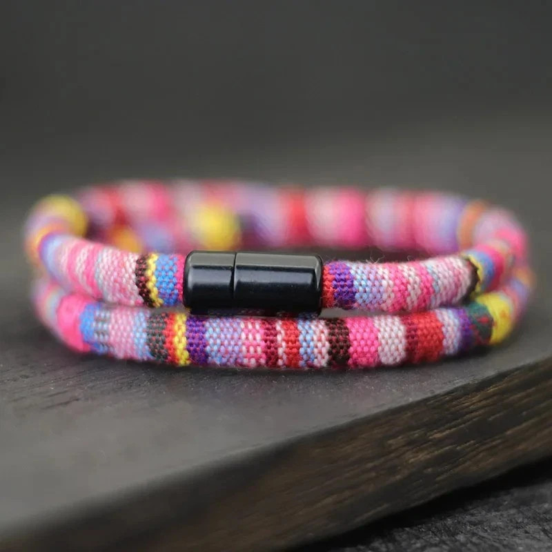 Men s Boho Rope Magnetic Bracelet Beach Surf Braided Bracelet Pulsera Gift