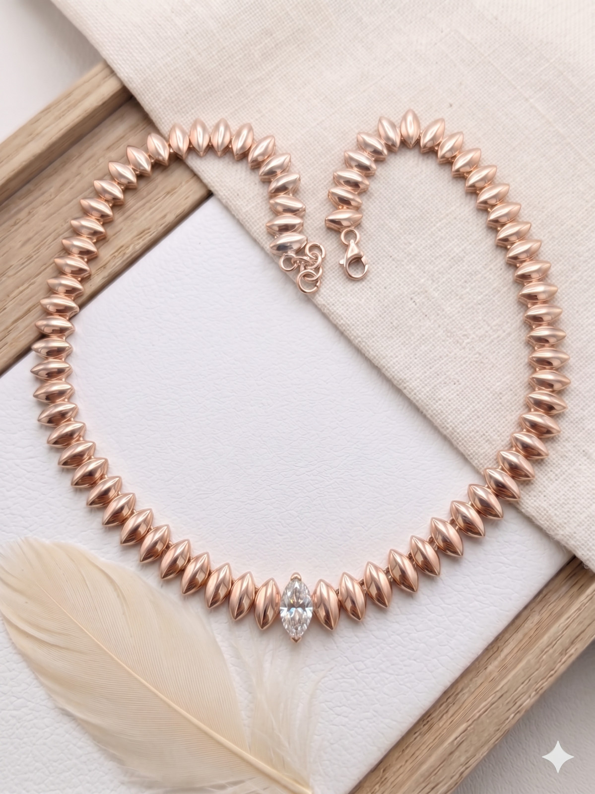 Natural Moissanite Marquise Cut Necklace For Women In 925 Sterling Silver