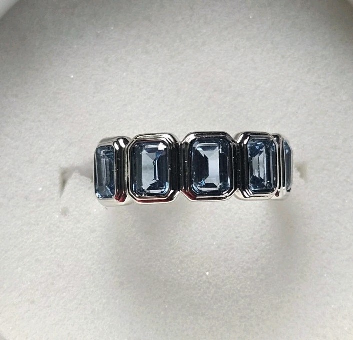 BP RING SIZE 8 RG75212 “Drama Queen Cut” LC Blue Zircon Spinel On Rhodium