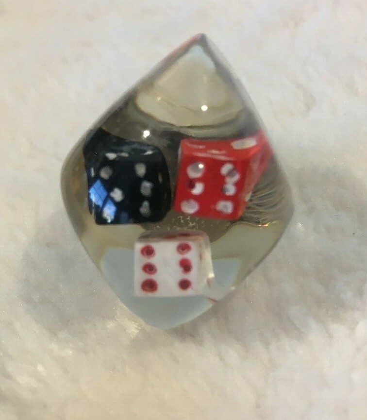 Lucite Dice Translucent Ring Adjustable Band