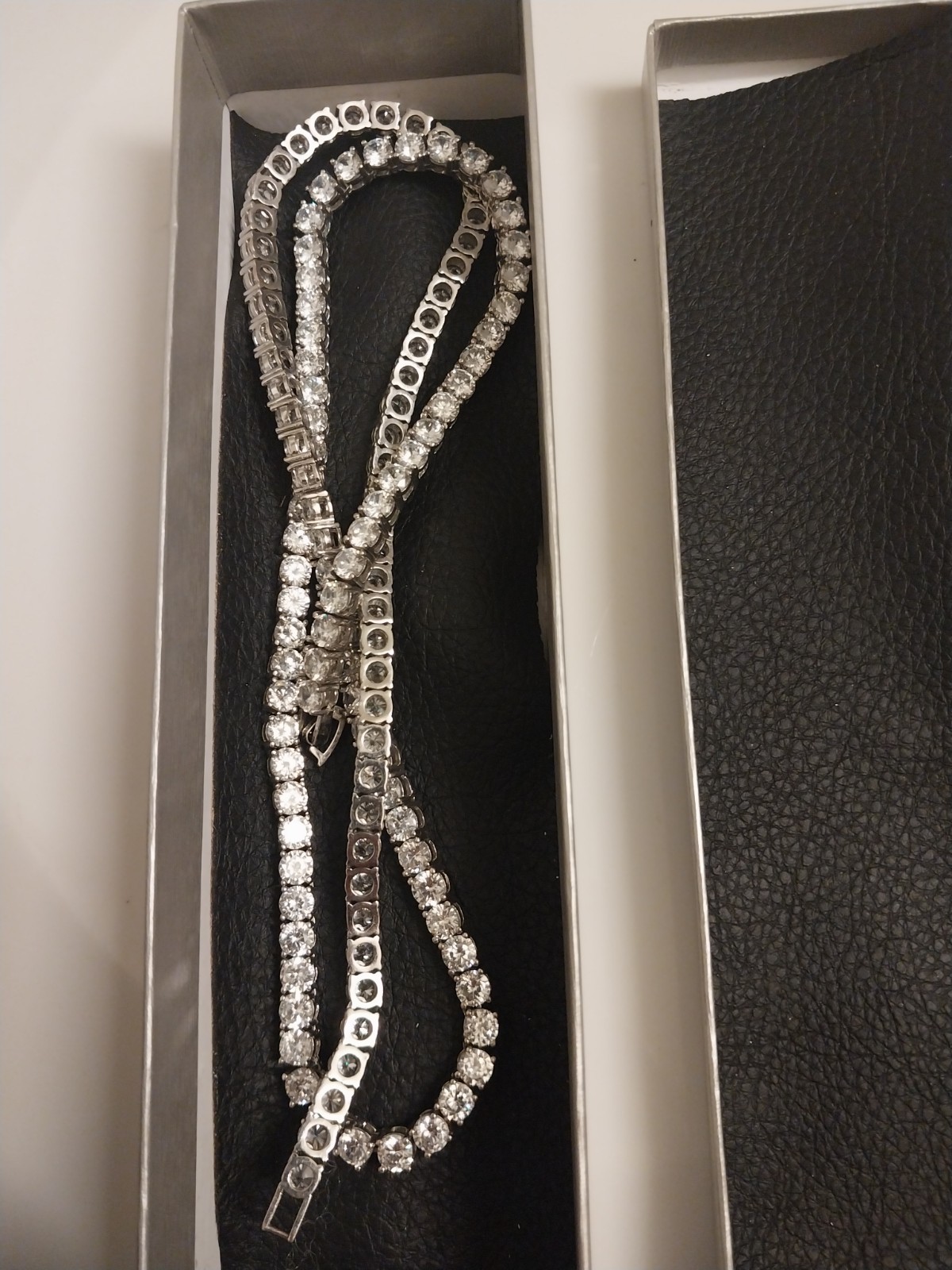 Silver Tone Tennis Chain Necklace with Cubic Z’s 1/4 Ct Each Stone 126 In Total
