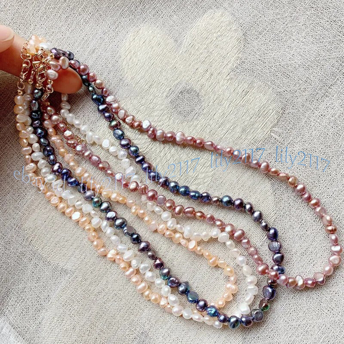 Small 4-5mm Genuine Natural Multicolor Freshwater Baroque Pearl Necklace 14-48”