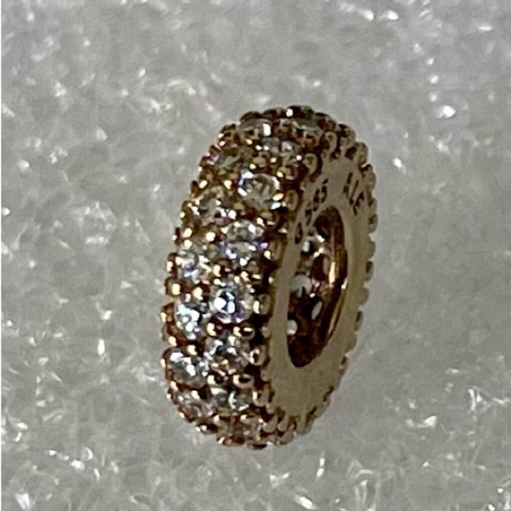 Authentic Pandora 14k Solid Yellow Gold Whit Clear CZ Spacer Charm