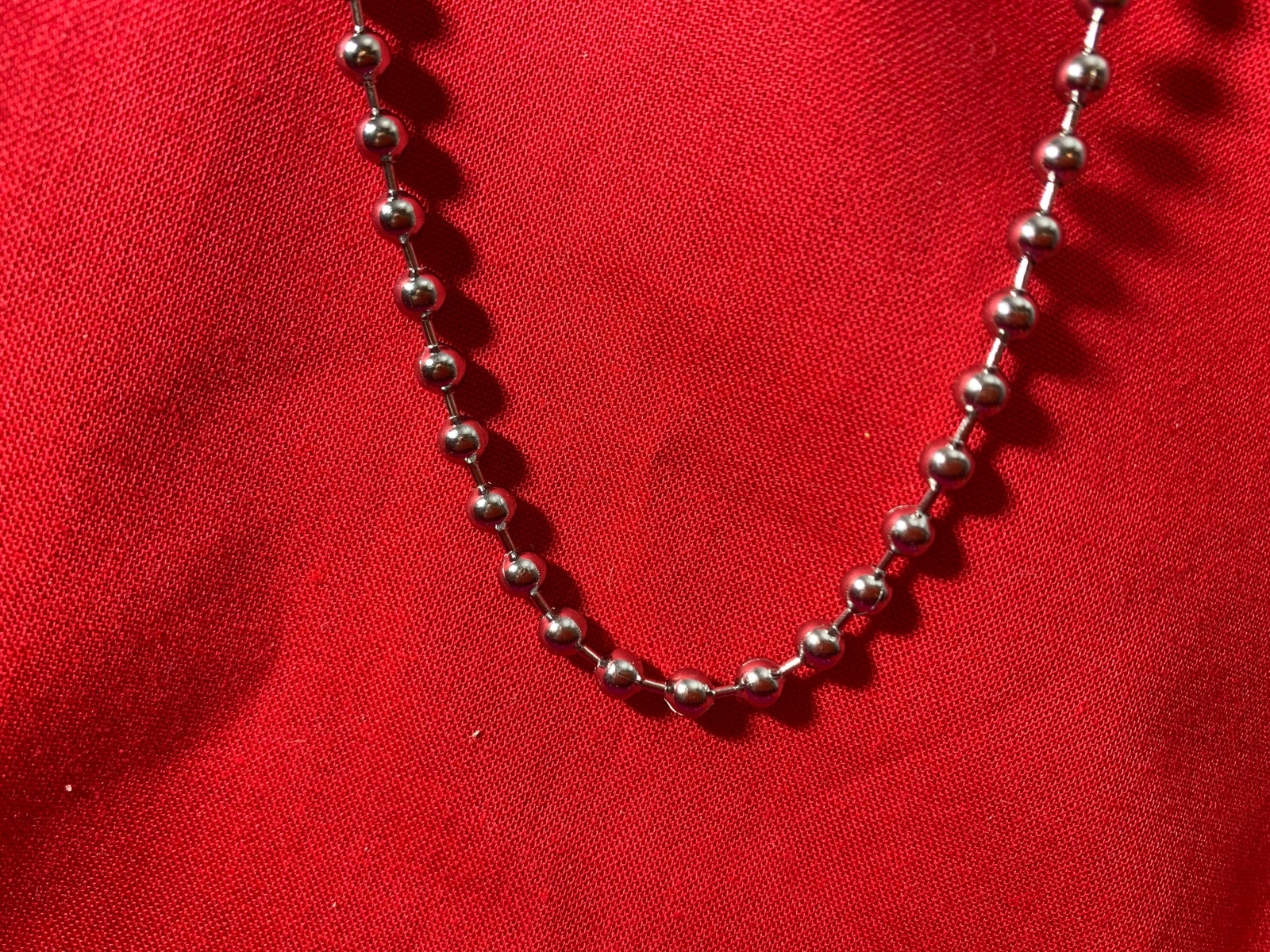 84 INCH 4MM STAINLESS STEEL SILVER BALL CHAIN WITH A MILITARY CLASP