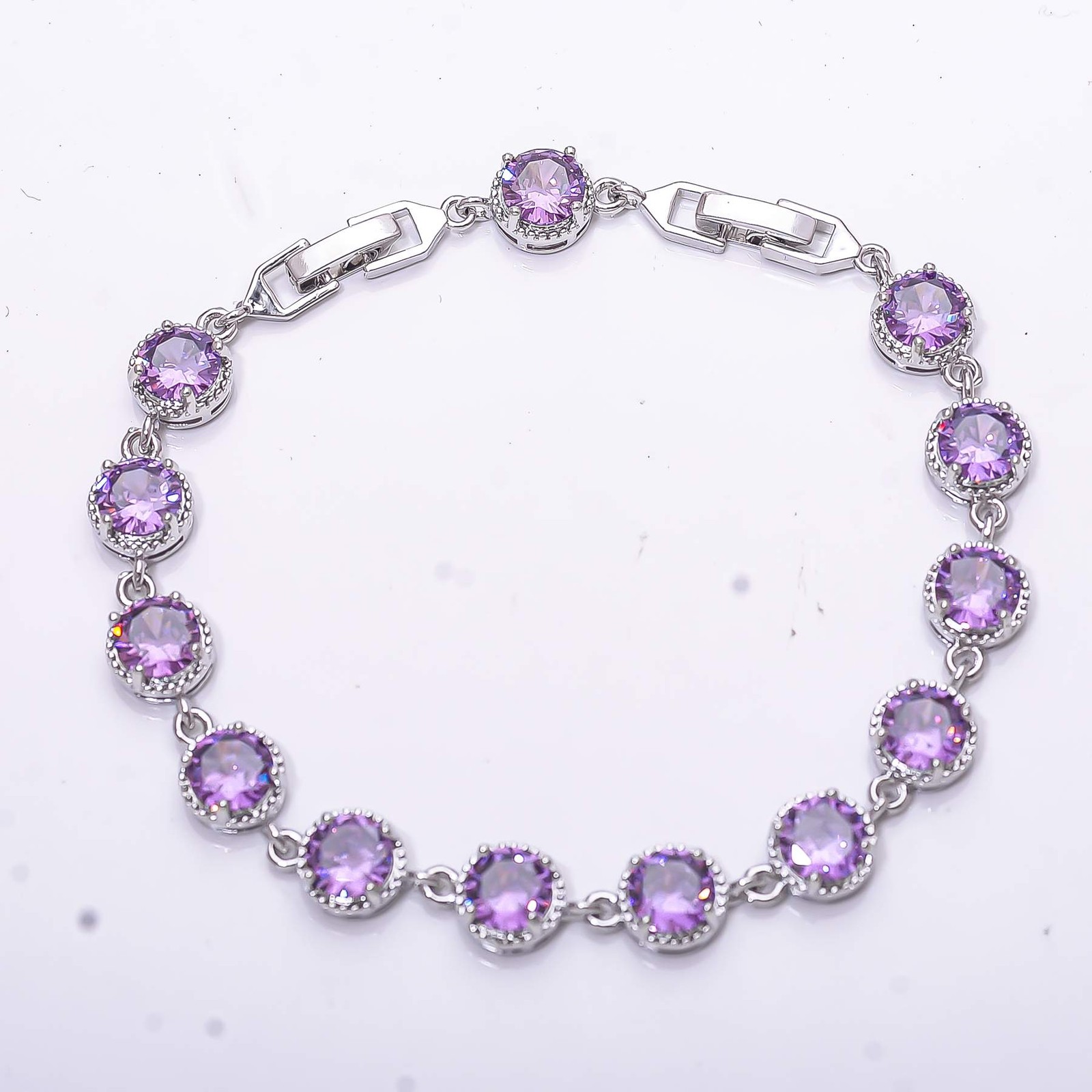Purple Amethyst 925 Sterling Silver Tennis Bracelet 7.99″, Christmas Gift B69912