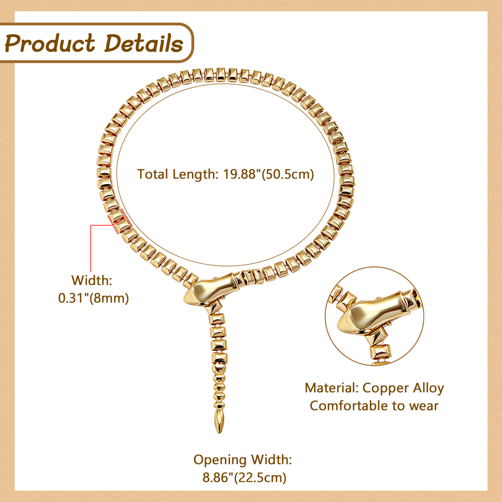 Snake Choker for Women Adjustable Gothic Punk Serpent Cosplay Party Accessories