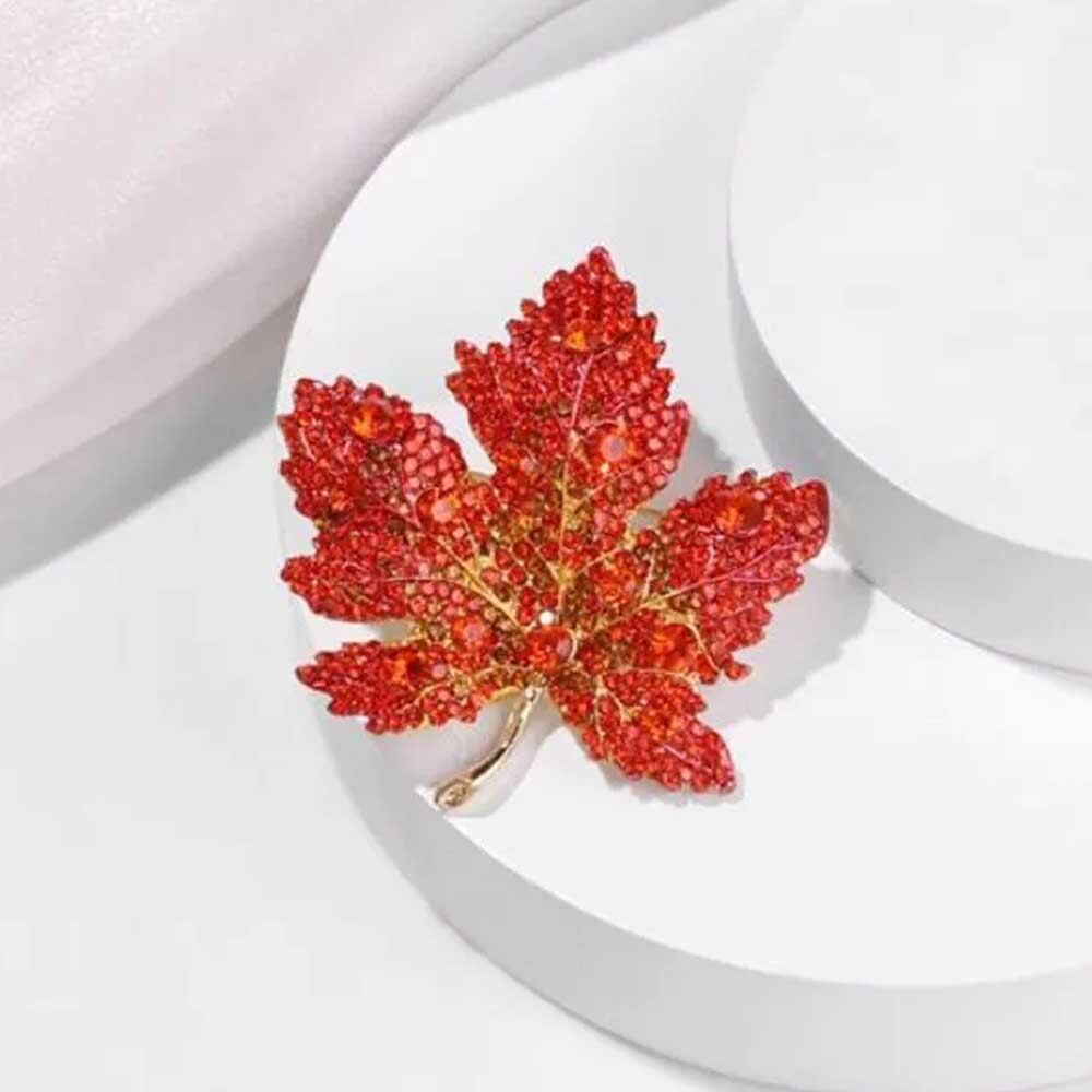 1/2/3/4xVintage Maple Leaf Crystal Corsage Brooch Pin Badge Lapel Women Jewelry