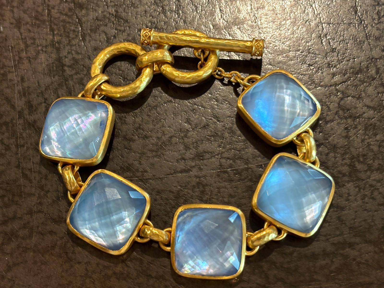 AUTHENTIC JULIE VOS CATALINA BLUE STONE BRACELET & BAG
