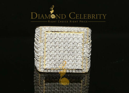Yellow Silver 12.0ct Cubic Zirconia Square Men Adjustable Ring From SZ 9 to 11