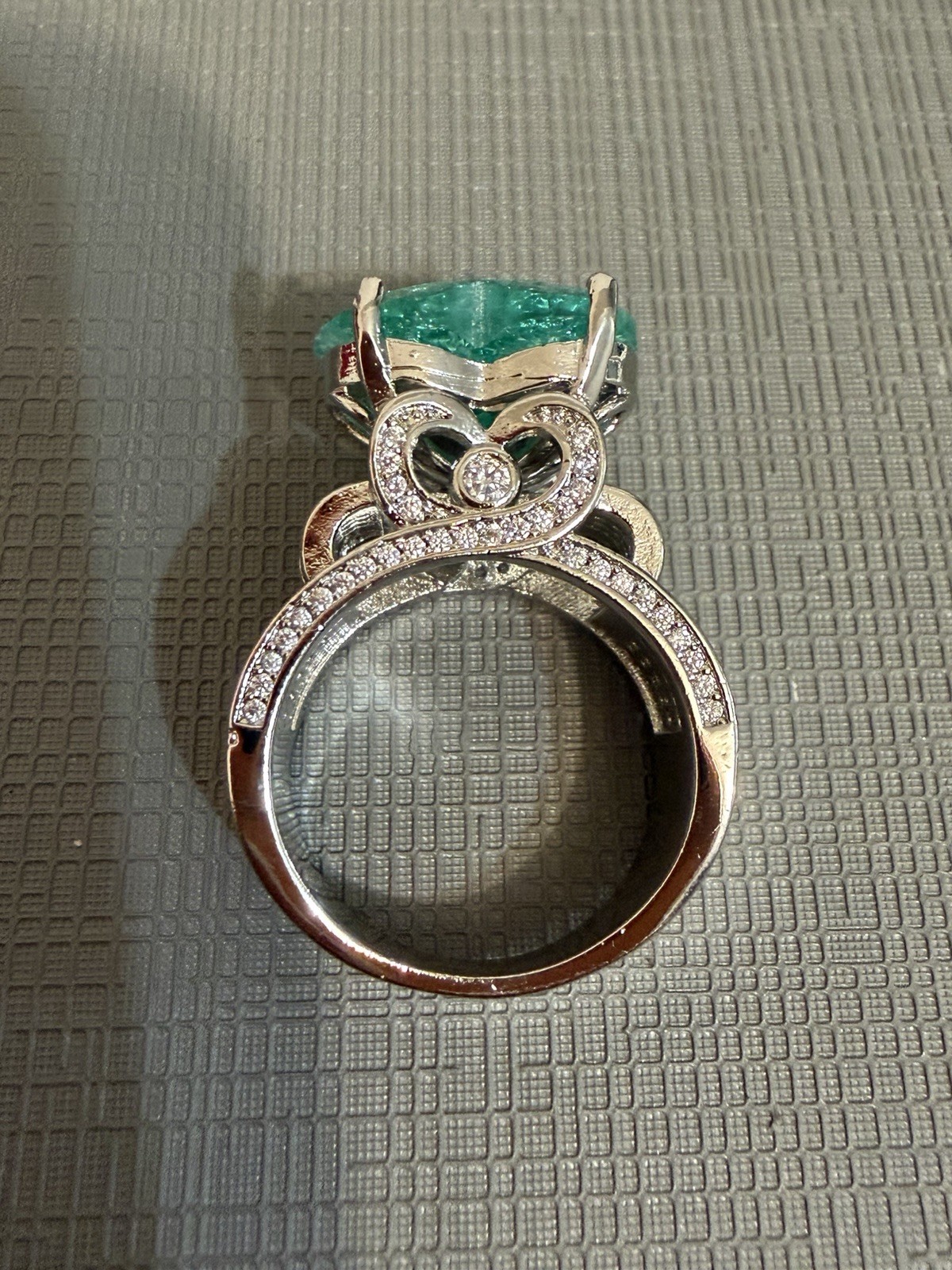 925 Silver Heart Paraiba Tourmaline Ring Size 8 Cocktail