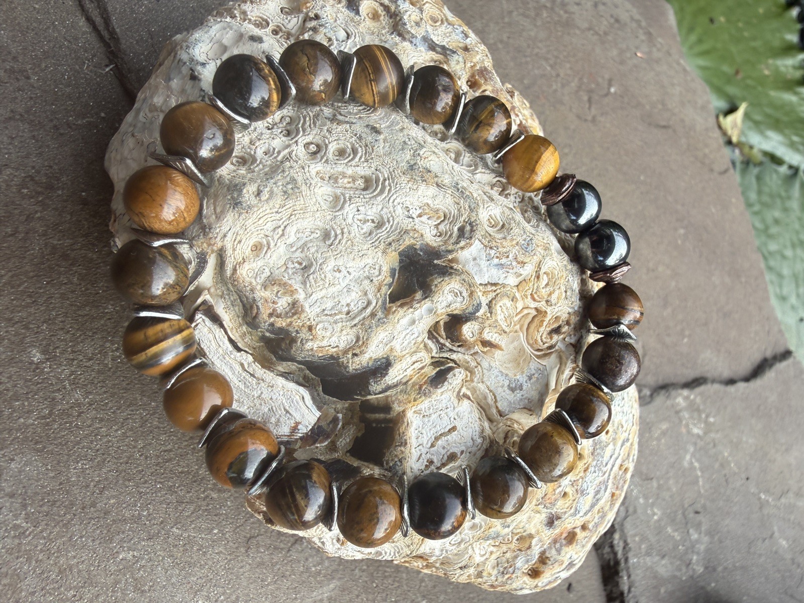 Natural 8mm Yellow Tiger’s Eye Round Gemstone Beads Bracelet 7.5” AAA+