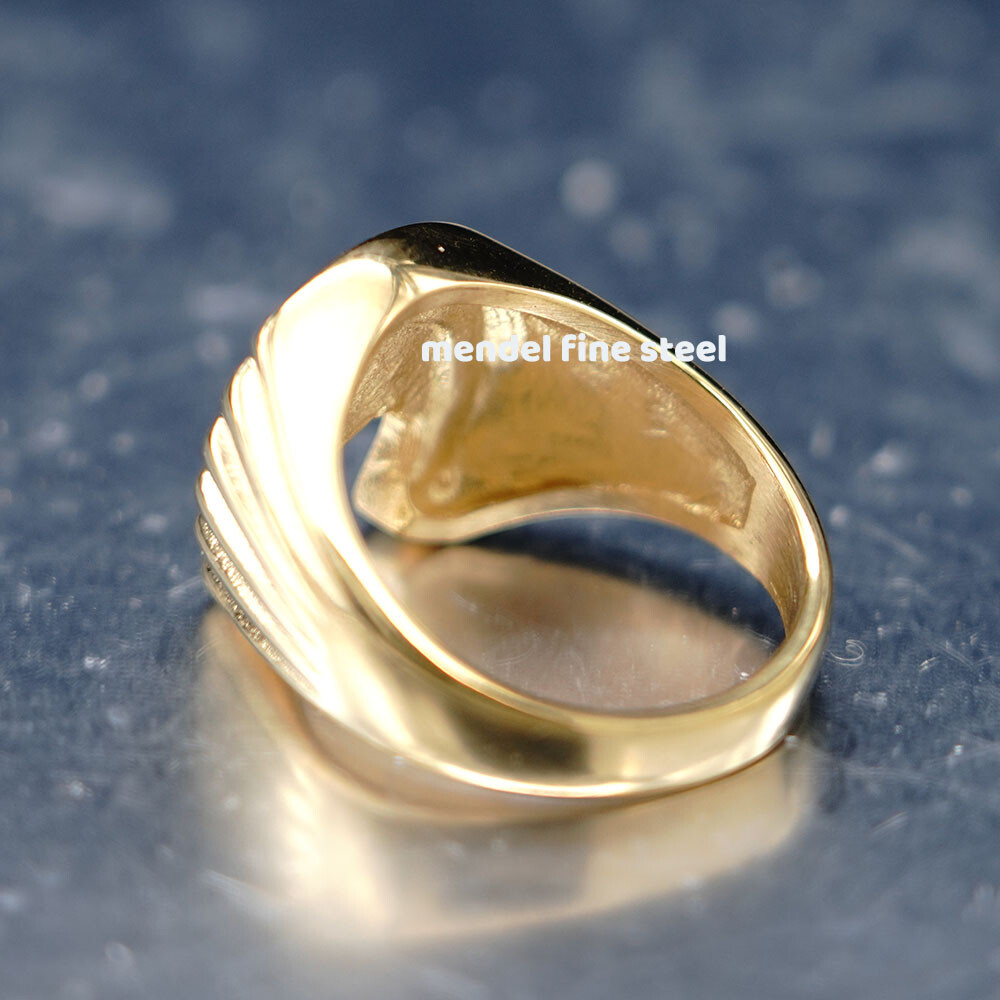 MENDEL Gold Plated Mens Womens Horseshoe Horse Shoe Ring For Men Size 6 7 8 9-13