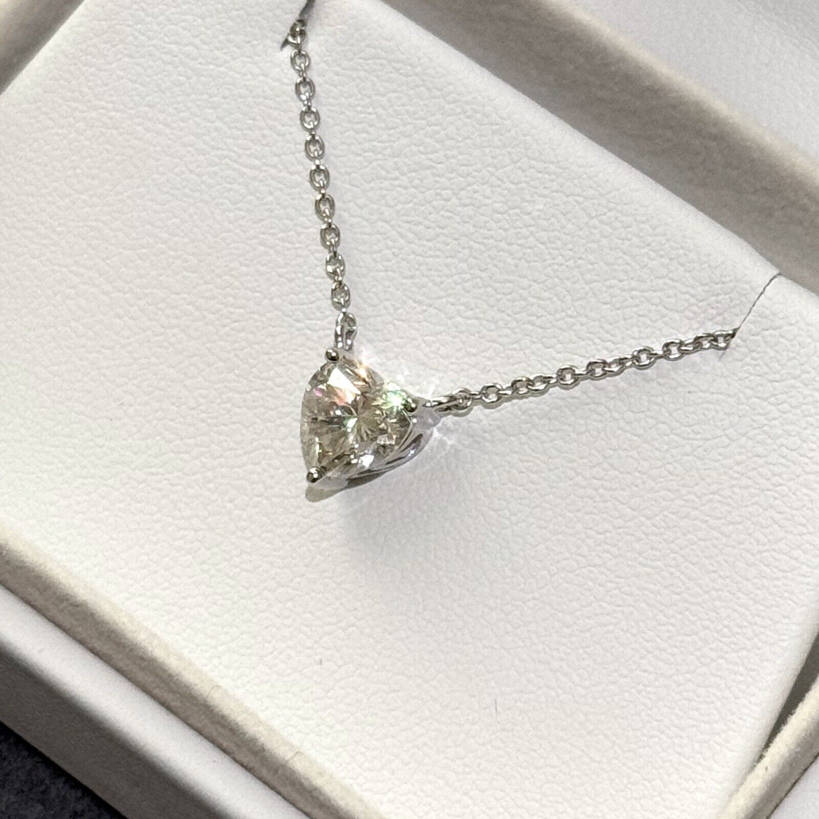 1 – 2 Carat Moissanite Heart Cut Solitaire Necklace – 925 Silver or 14k Gold