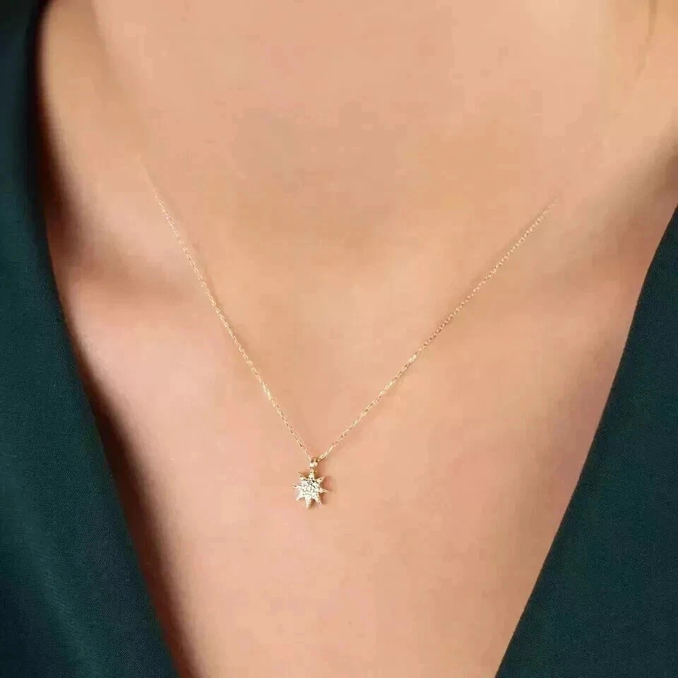 1.50 Ct Round Simulated Diamond 14k Yellow Gold Plated Daily Wear Star Pendant
