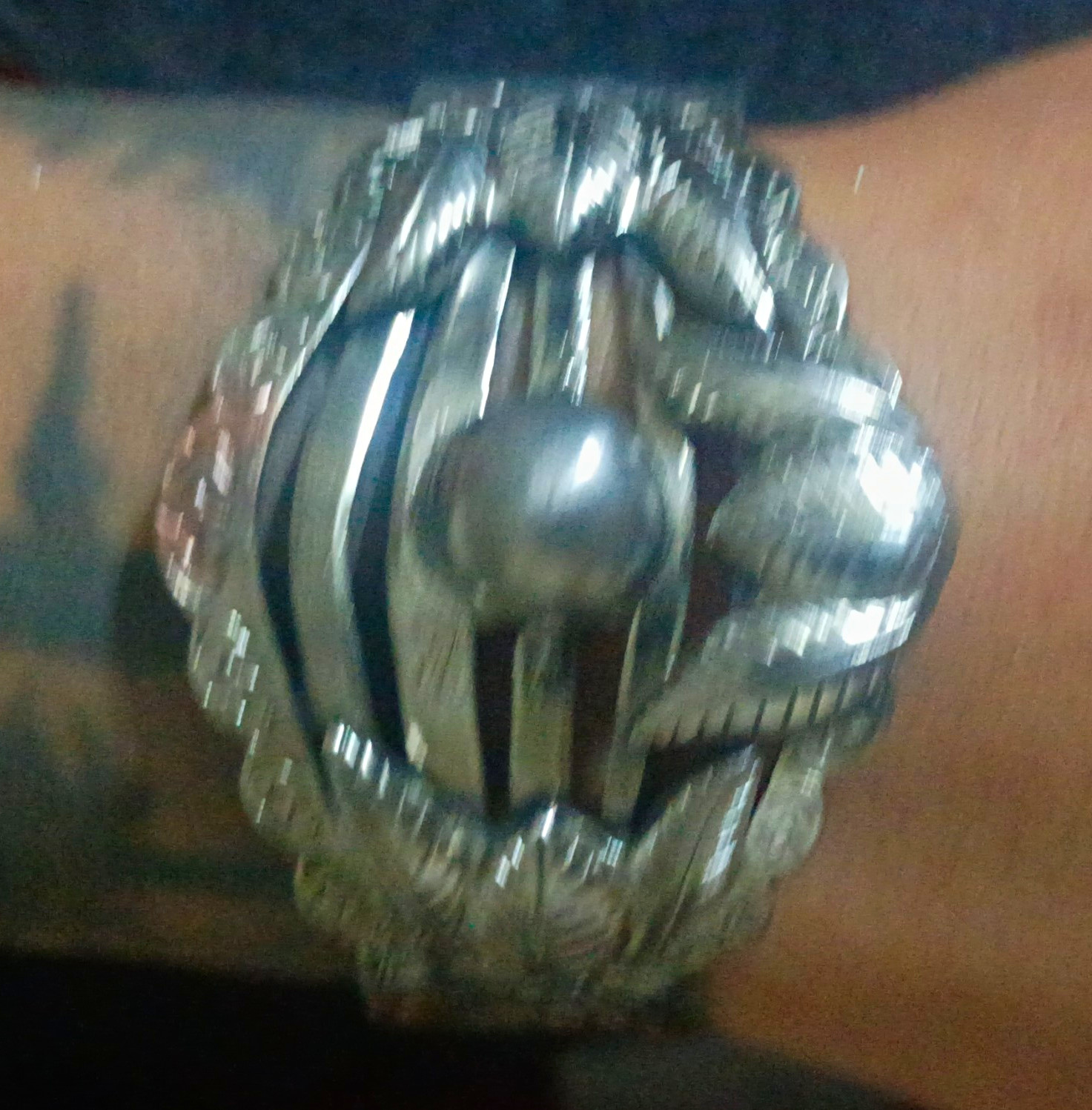 Crawford Silver Tone Etched Metal Cuff Bracelet Signed Marked “SANFORD”