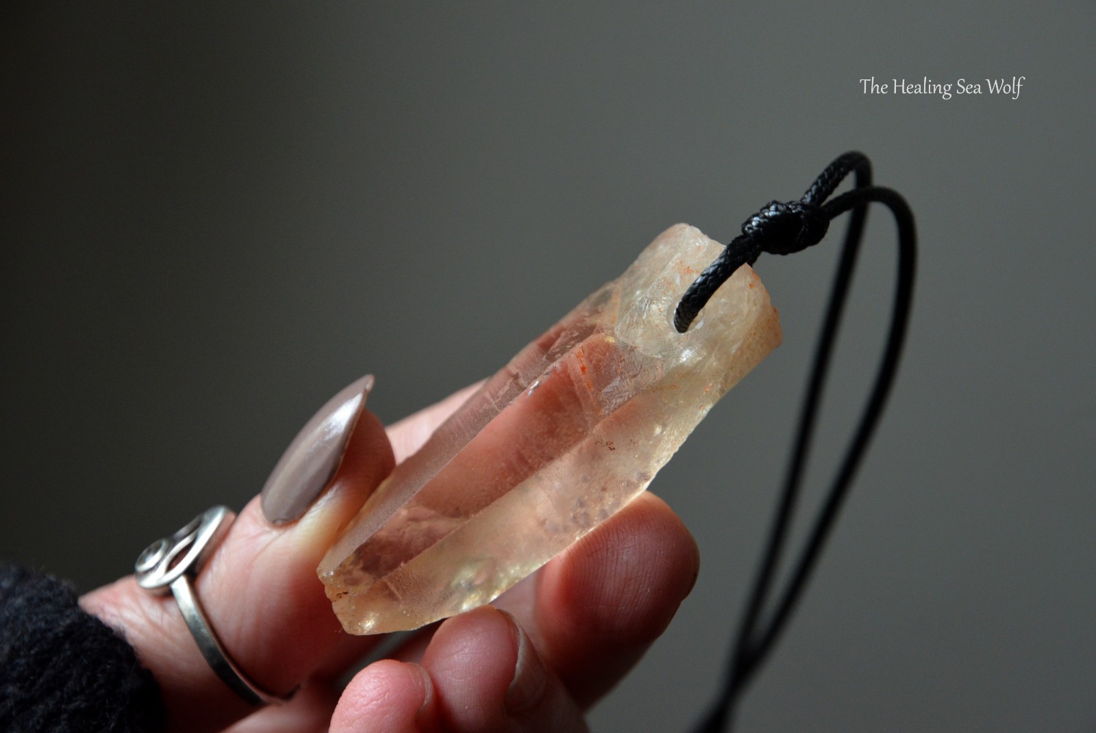 Etched Citrine Necklace Arcturian Triangular “Starship” Markings | from Zambia