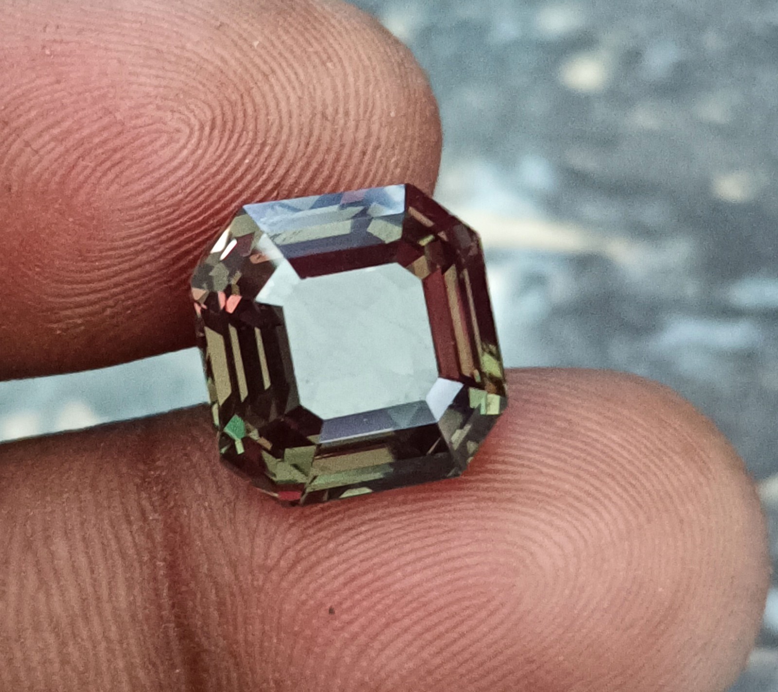 11.05 AAA Natural Greenish Brazilian Tourmaline Loose Gemstone asscher Cut