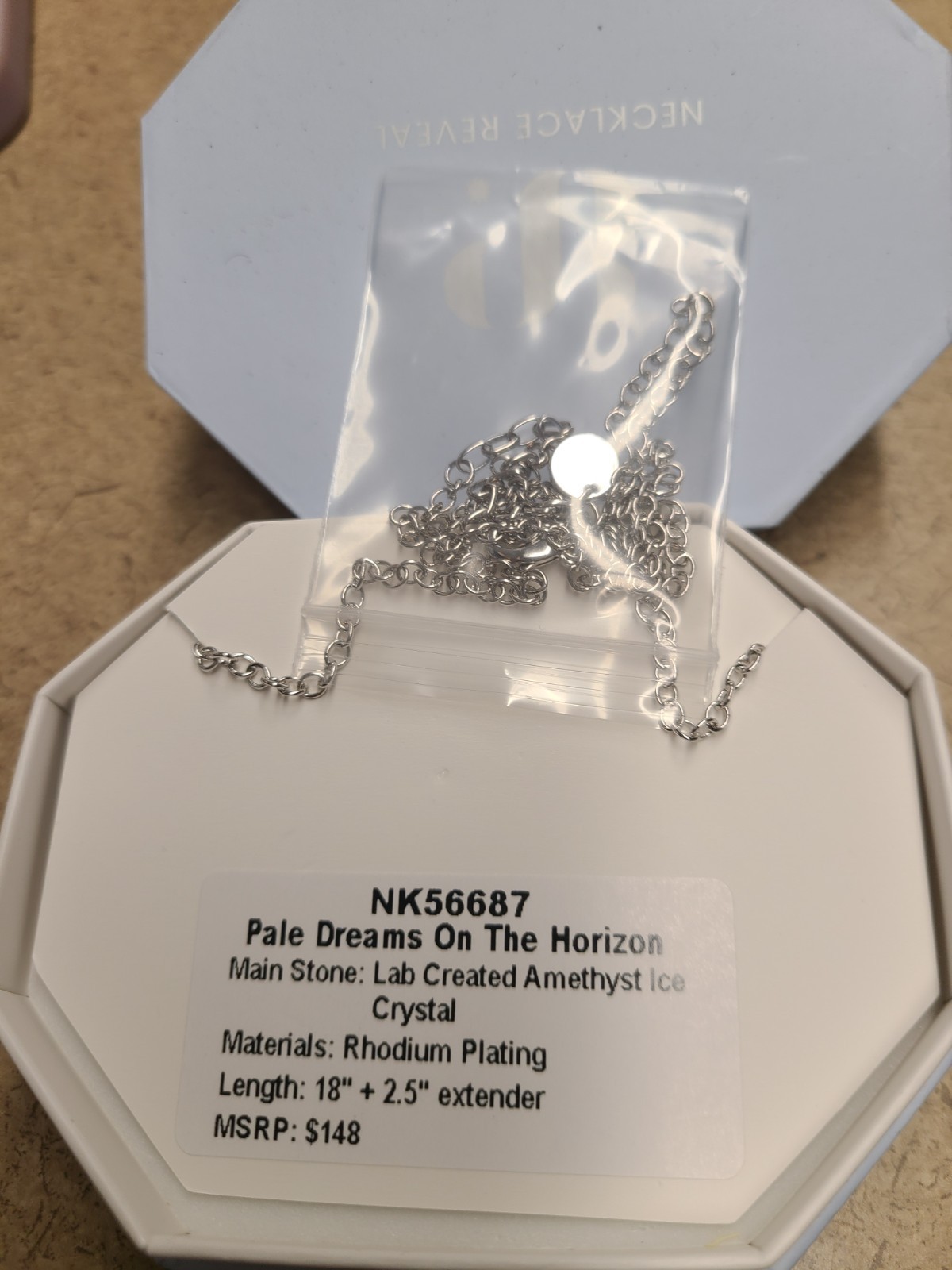 Bomb Party Necklace NK56687 Pale Dreams On The Horizon Amethyst Ice Crystal Rhod