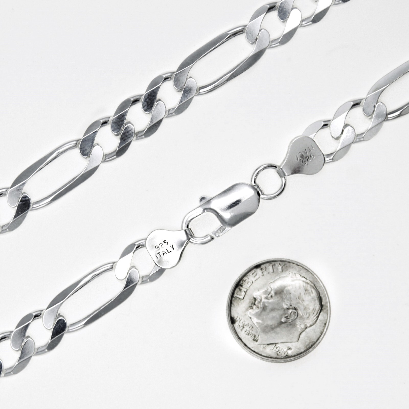 925 Italy SOLID Sterling Silver FIGARO Link Chain Bracelet 7″ 8″ 9″ 10″ .925