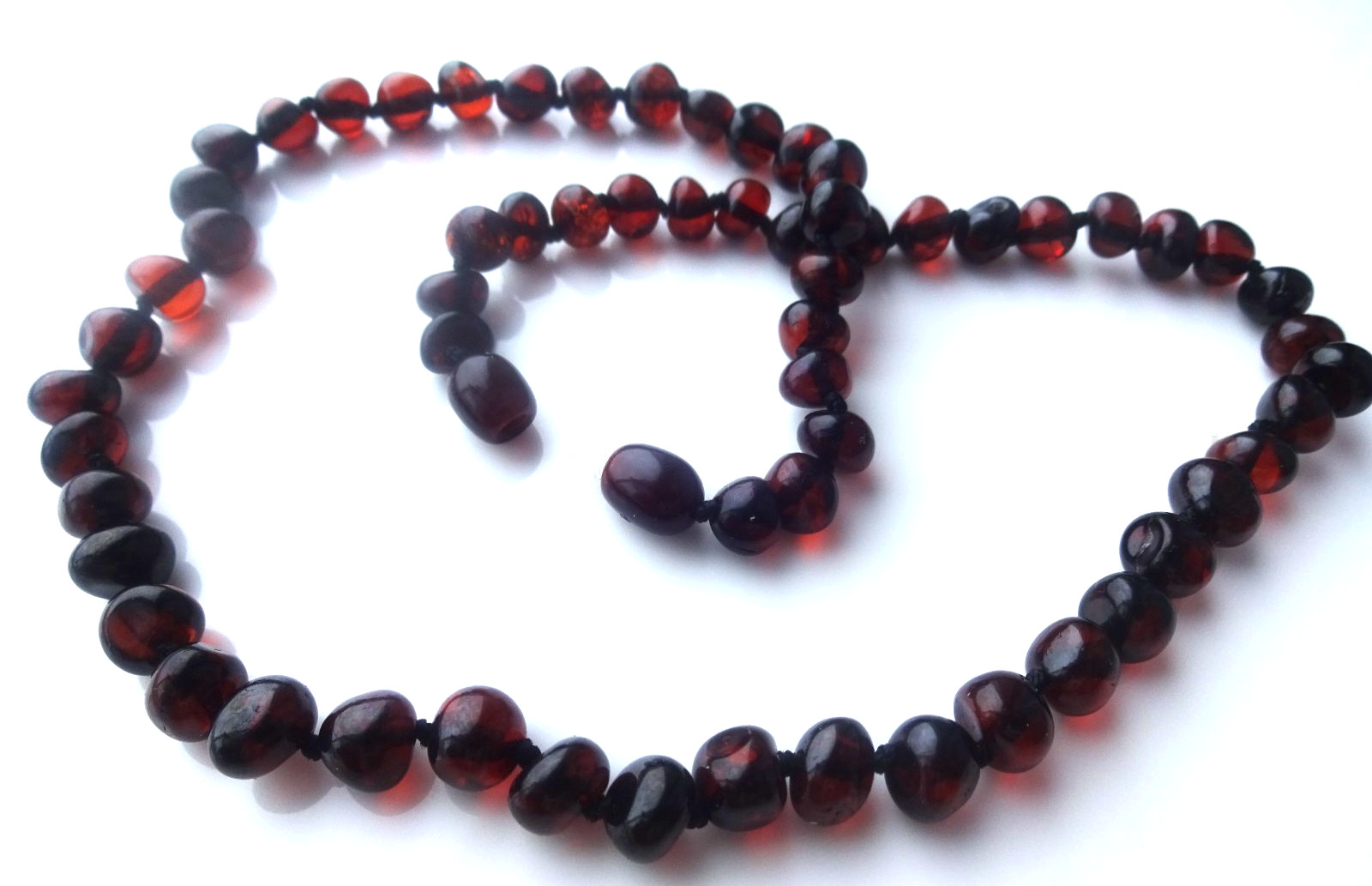 Natural BALTIC AMBER Necklace Round Dark Cherry Beads 22”