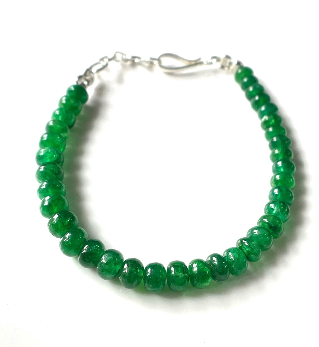 AAA- Quality Natural Emerald Smooth Rondelle shape Beads Gemstone Bracelet