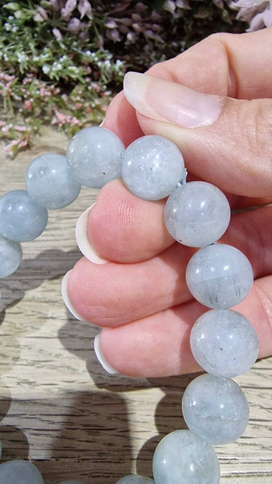 Aquamarine Crystal Beads Bracelet Elasticated 11.7mm