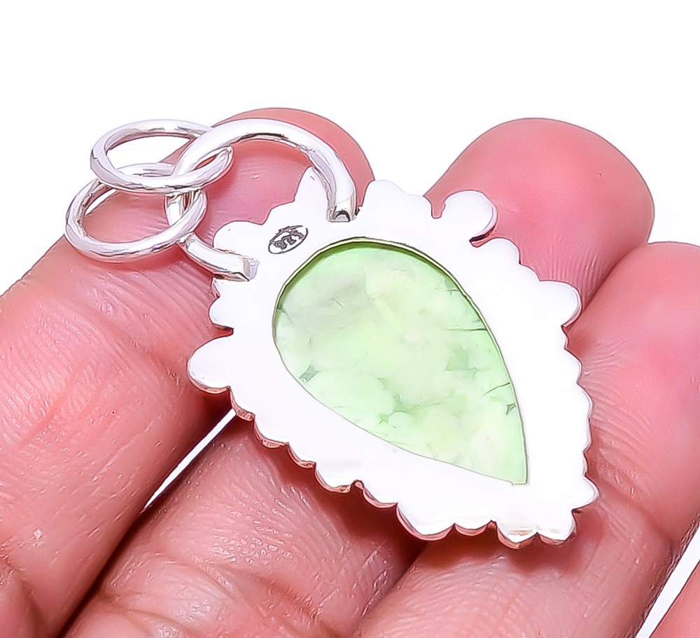 Lemon Chrysoprase – Australia Designer 925 Sterling Silver Pendant 1.76″ P35
