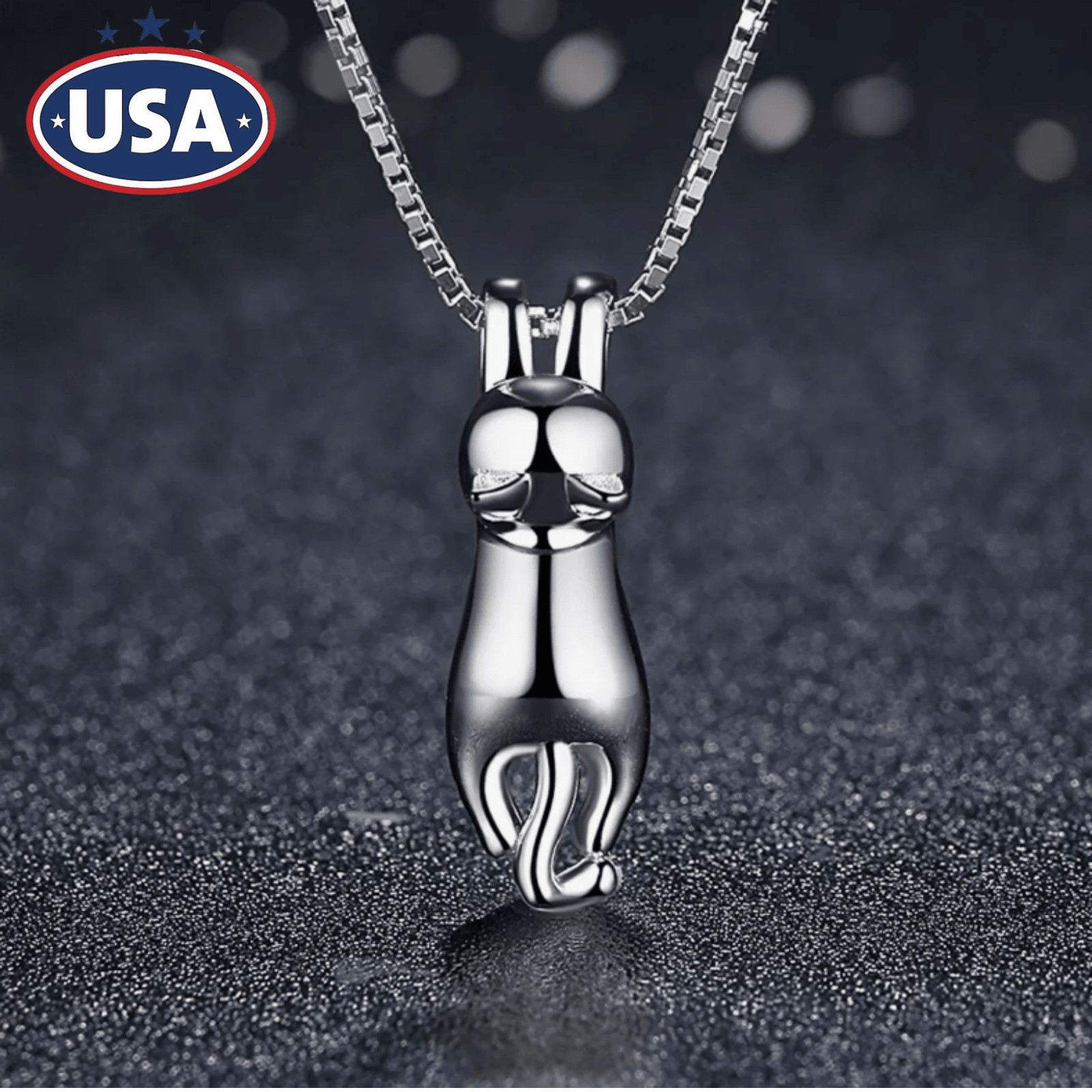 Cat Pendant Necklace Kitty Chain Silver Womens Girl Jewellery Cat Necklace USA