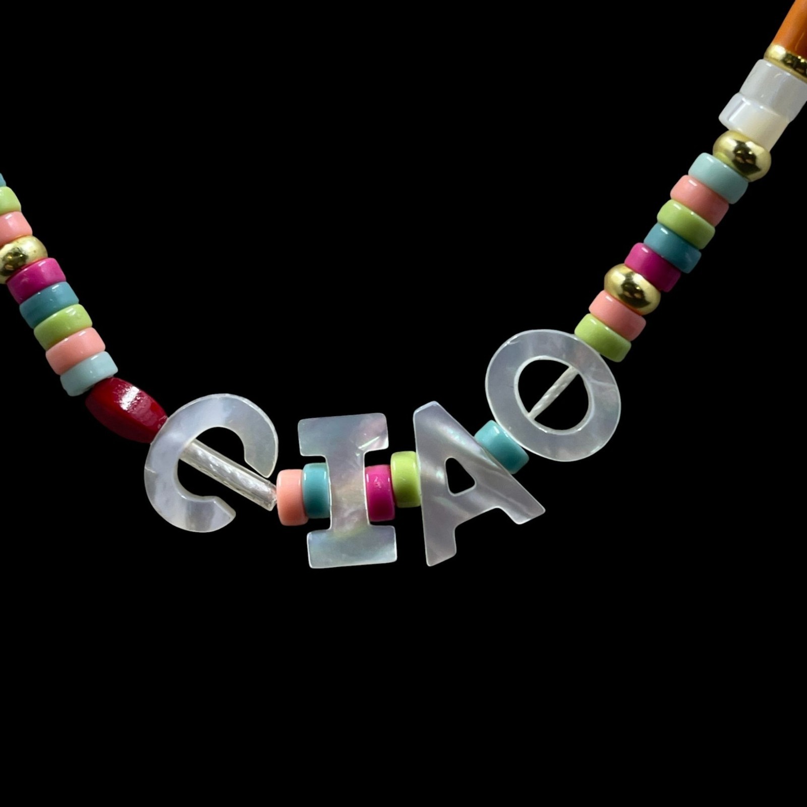 Mudd Colorful Beaded CIAO Necklace Kidcore Kawaii Y2K Rainbow Trendy Cute