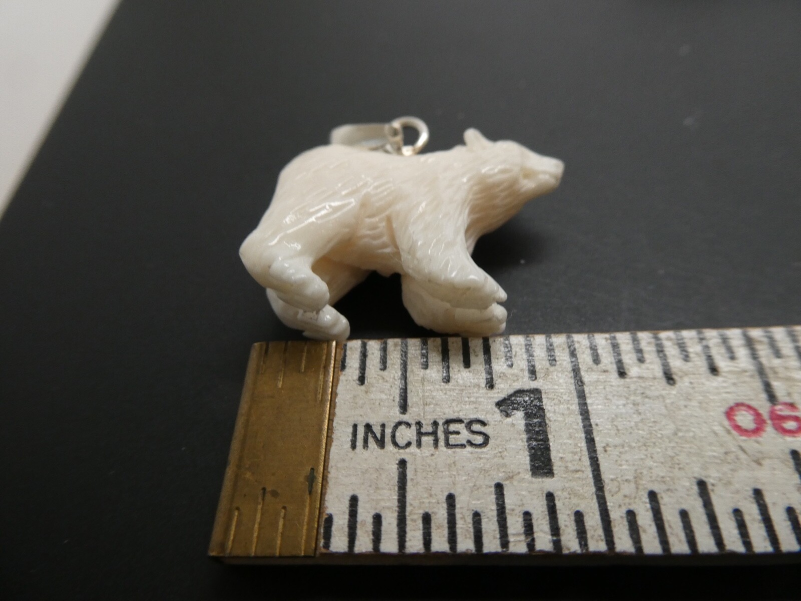 Polar Bear Sterling Silver 925 Carved Bubalus Bubalis Bone Pendant Necklace