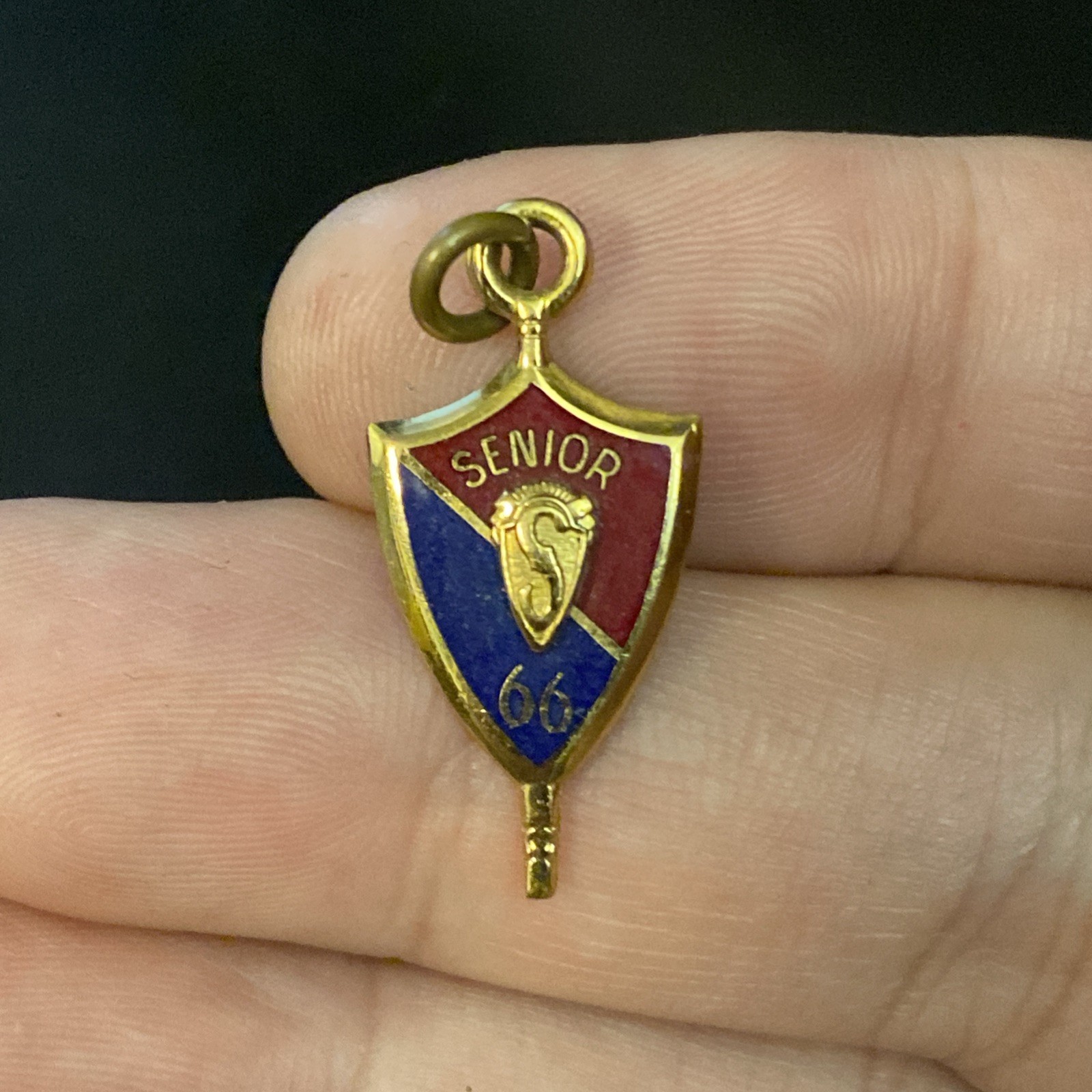 VTG Josten High School Senior Class of 66 1966 S Crest Enamel Pendant Charm