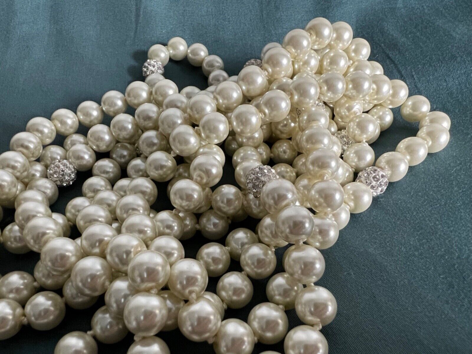 Good Quality Glass Pearl Versatile Very Long Length Crystal Balls Necklace BNWOT
