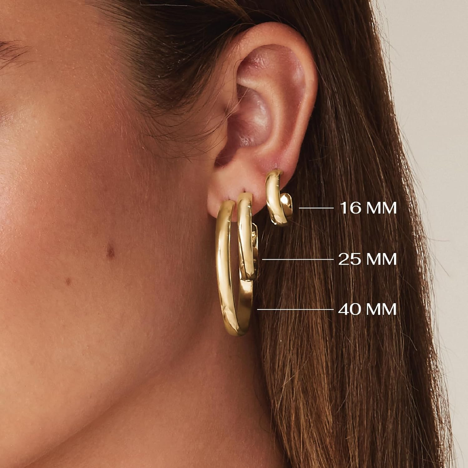 14K Gold Plated Wide Flat Edge Hoop Earrings for Women | Rose, White and Yellow