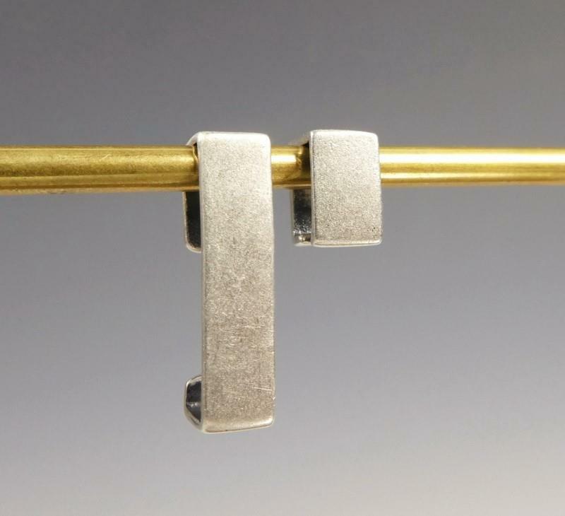 Asymmetrical Rectangle Sterling Silver Earring Ear Cuff Non Piercing Unique Cool