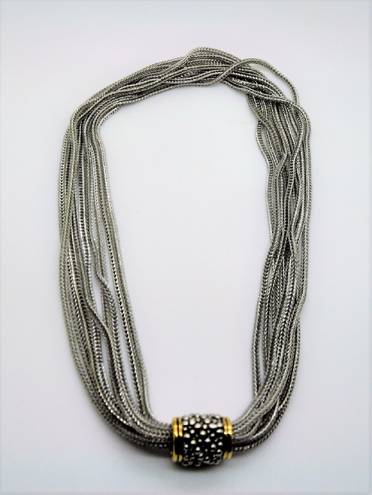A369 CLASSIC Designer Style 9 Strands Silver Cable Chains Magnetic Necklace set