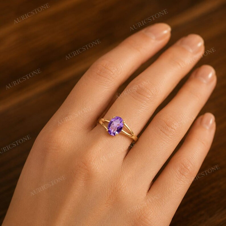 Lab Created Amethyst Ring, Base Metal: Brass Finish: Gold Plated, Gift
