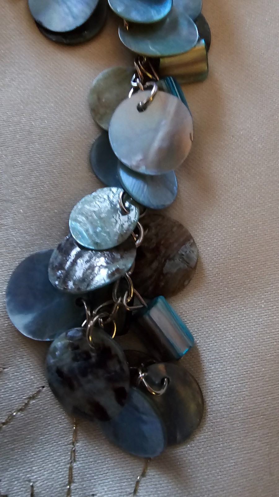 Beachy Coastal Shell Disc Y Necklace 15-17 in