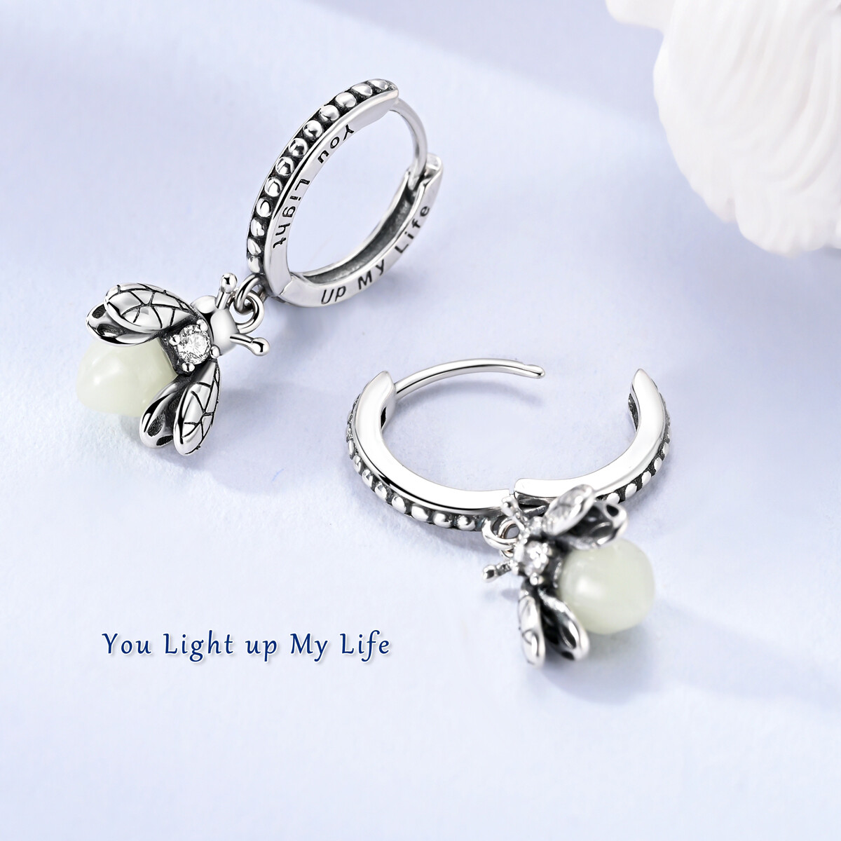 MULA 925 Sterling Silver Luminous Firefly Hoop Earrings AAA CZ For Women Jewelry
