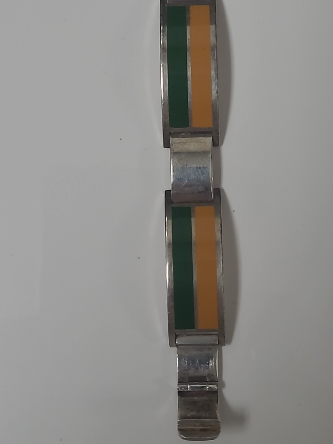 Gucci 1970 Mlano Silver Buckle Bracelet Unique ,Rare 2 Color Enamel ,used