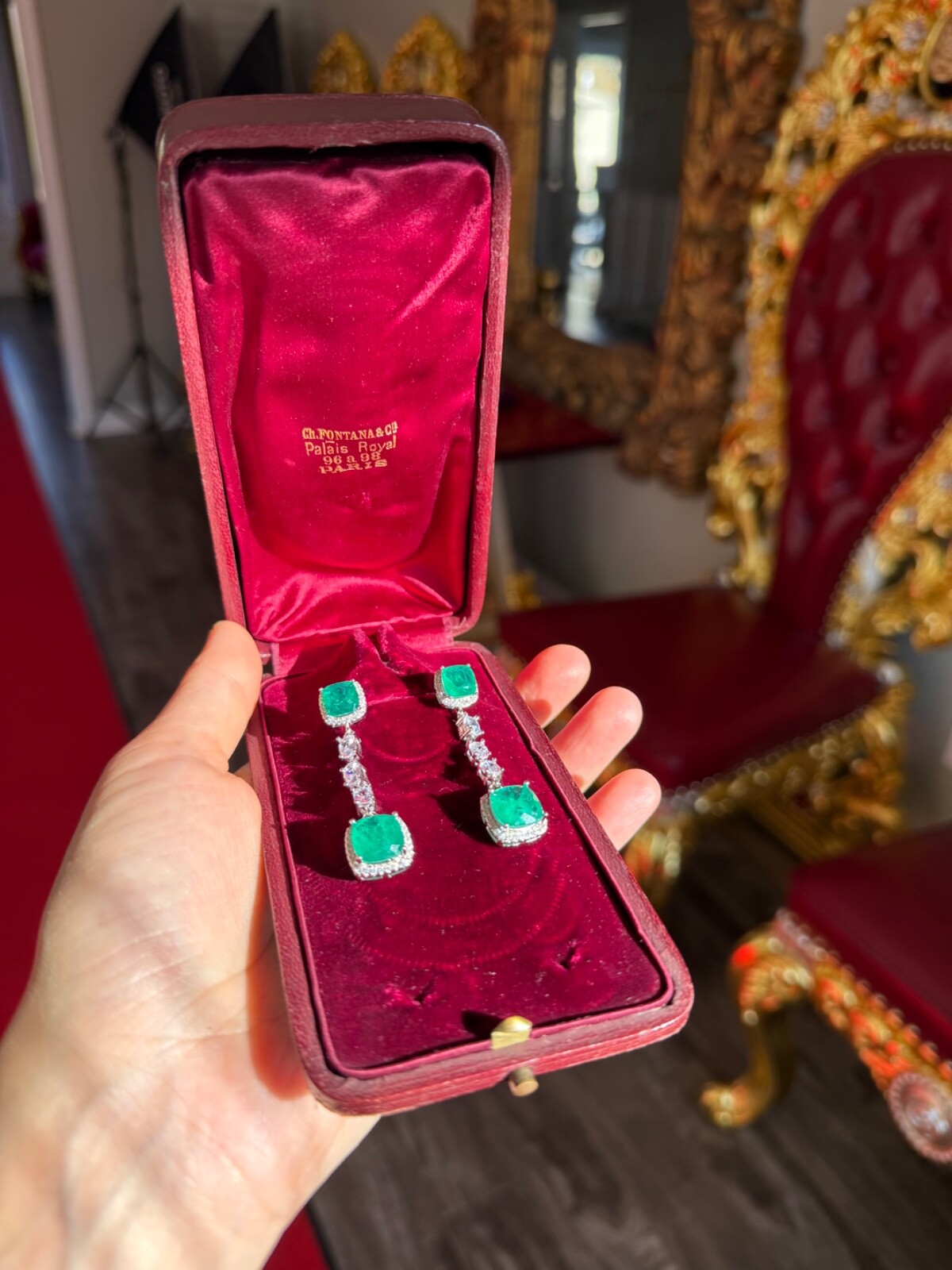 Star Of Hollywood, Emerald Dangle Drop Earrings