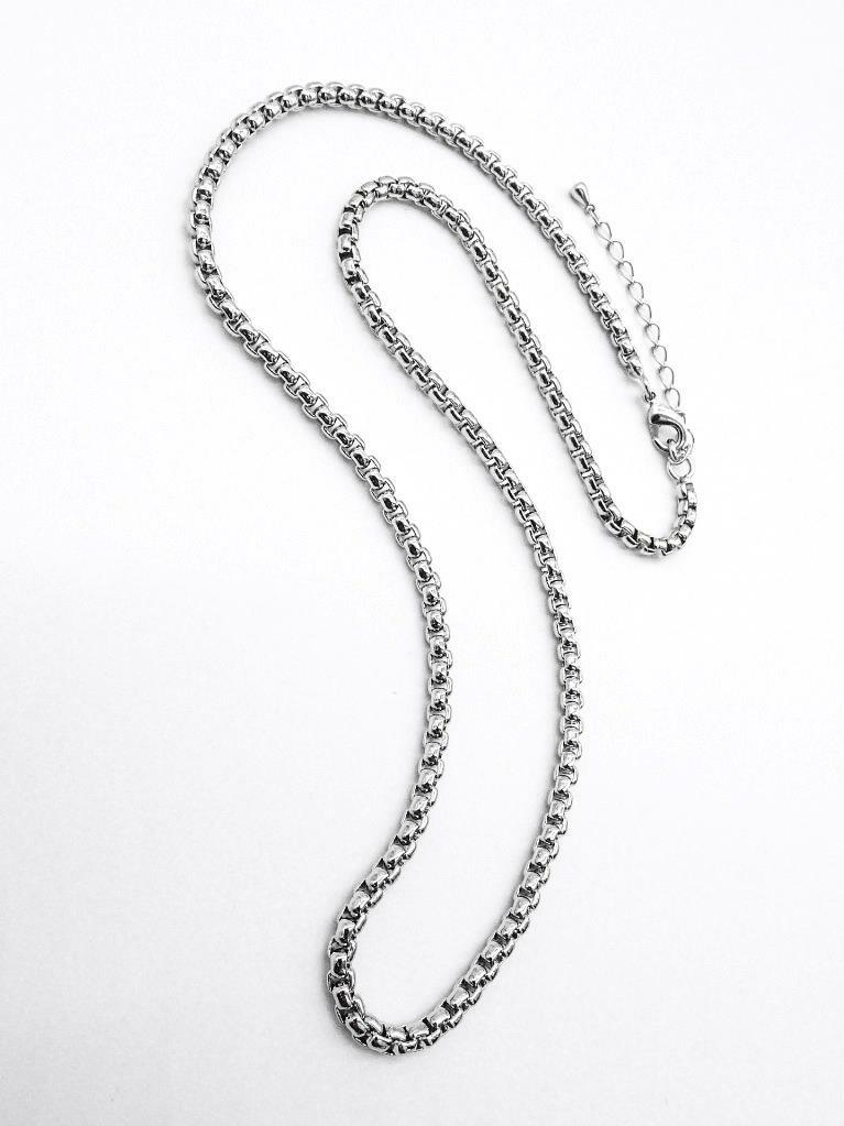 CLASSIC Silver Cable Box 2.5mm Width 18 + 2.5″ Extender Chain Necklace